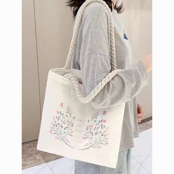 Buy Zippered Eco Friendly Canvas Tote Bags With Webbed Handle at wholesale prices