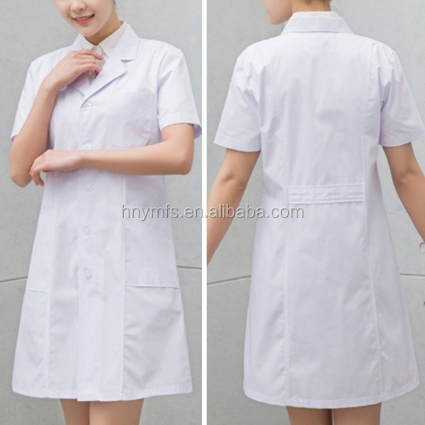 Hospital Medical Lab Coat Breathable Unisex White Nursing Dress