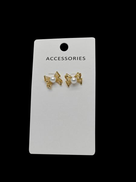 Buy Women's Gold-Plated Pearl Earrings with Butterfly Design 10mm at wholesale prices