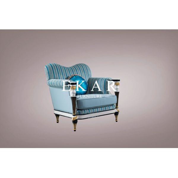 High Quality European Style Blue Fabric Sofa FLN-M-SF301