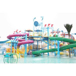 Gaint Fiberglass Water House Aqua Park Games With Water Slide For Family Fun