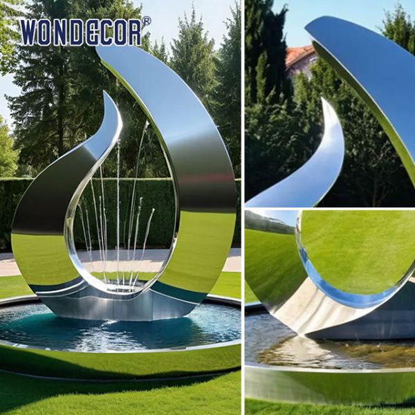 Outdoor swimming pool metal decoration abstract geometric musical symbols stainless steel sculpture
