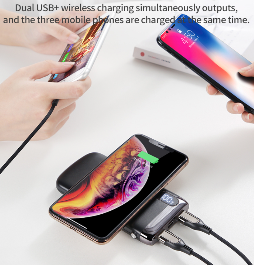 Qi Wireless Portable Cell Phone Power Bank / Mini Fast Charger 10000mAh