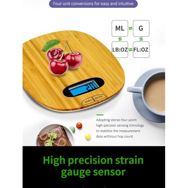 Accurate Natural Bamboo Digital Kitchen Food Weighing Scale