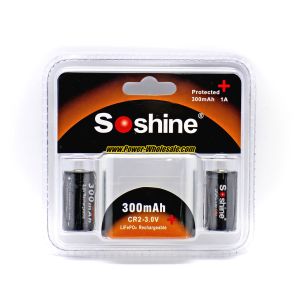 Soshine LiFePO4 15266 (IFR CR2) 3.2V 300mAh Protected Rechargeable Battery