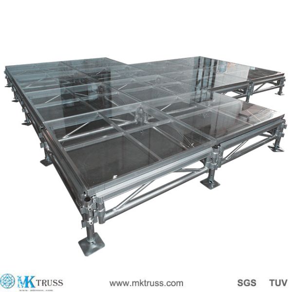 Easy Setup Stage Truss with 18mm Plywood or Tempered Glass Top Aluminum Alloy 6061-T6