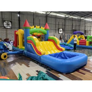 Outdoor Backyard Lawn Party Game Wet Dry Inflatable Bounce House Combo Obstacle