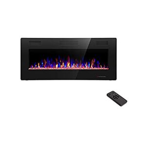 60 inch Electric Fireplace Insert Heater Metal Glass Construction with 9 Colors