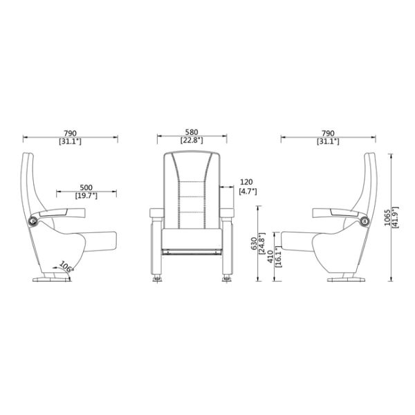 90 Degree Handrail Adjustable Commercial Theater Seating For Music Hall