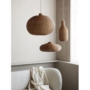 Modern Natural Brown Weave Lantern Pendant Light Handcrafted Bamboo Chandelier