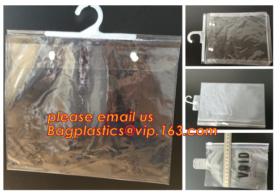 biodegradable Clothes Underwear PVC Packaging Bag With Hook Display Bikini