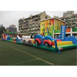 Colorful Commercial Inflatable Obstacle Course Automatic Cutting Sewing High