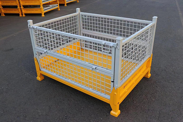 Buy Electrostatic Spraying Foldable Wire Mesh Pallet Cage For Warehouse Storage at wholesale prices