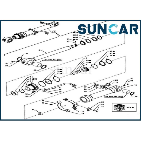 LZ012110 Bucket Cylinder Seal Kit Fits Crawler Excavator CX350D LC Case Service