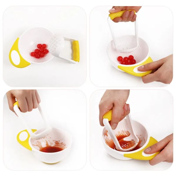 Practical Nontoxic Silicone Dinnerware Set , Odorless Food Masher Bowl