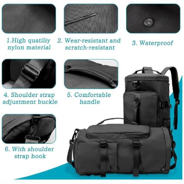 Unisex Waterproof Travel 4 In 1 Sports Gym Bag With Wet Pocket Shoes Compartment