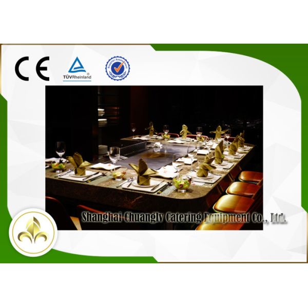 10 Seat Rectangle Electric / Induction Teppanyaki Grill Table With Ventilation / Precipitator