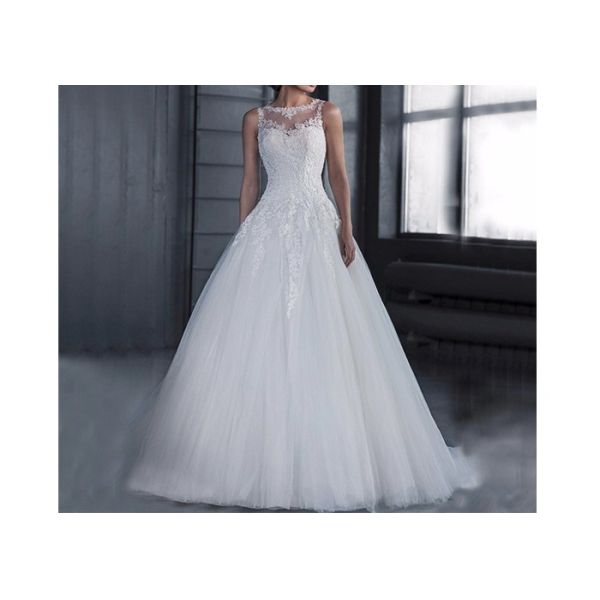 Buy Sweetheart Sleeveless Lace Wedding Dress Back Style Zipper With Buttons at wholesale prices
