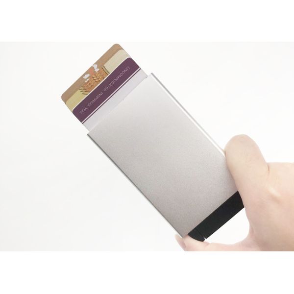 Buy Aluminum Pop Up Credit Card Wallet Holder Rectangle Customized Logo at wholesale prices