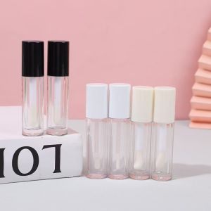 Square Plastic Lip Glaze Tube Simple With Brush And Printable Logo