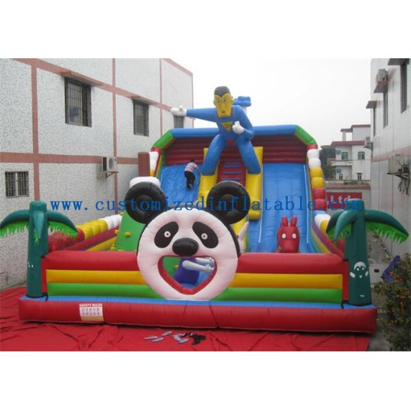 Customized Hero Man Inflatable Amusement Park Playground Funny Toy With Slide
