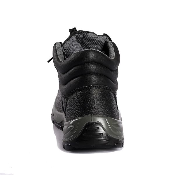 Black High Top Work Shoes Durable Leather Labor Footwear Standard Steel Toe Steel Plate Anti-Puncture Safety Shoes