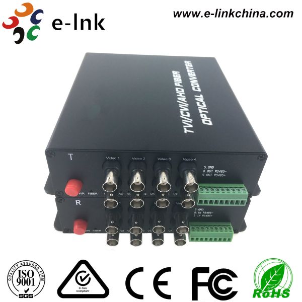 8 Channel AHD CVI TVI Over Fiber Optic Media Converter 20km Transmission