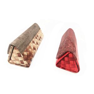 Leather Collapsible Soft Eyewear Case With Embossed Flower Process