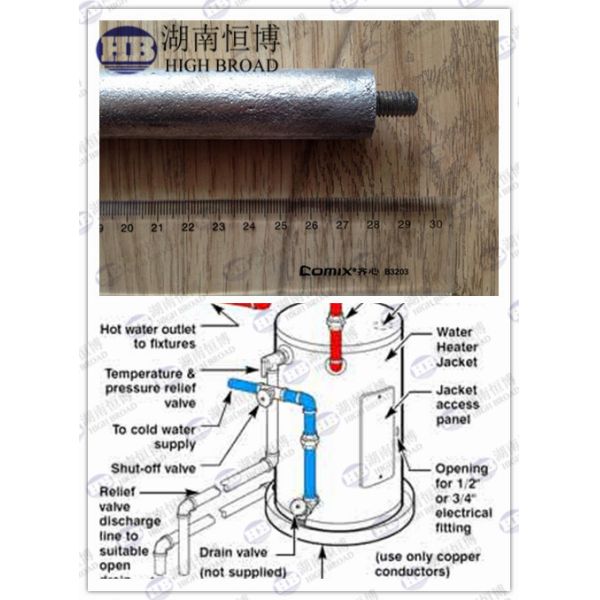 Cast Extrude Magnesium Anode Rods AZ31B For Electric Water Heaters AZ63C AZ63B With Steel Core Extended
