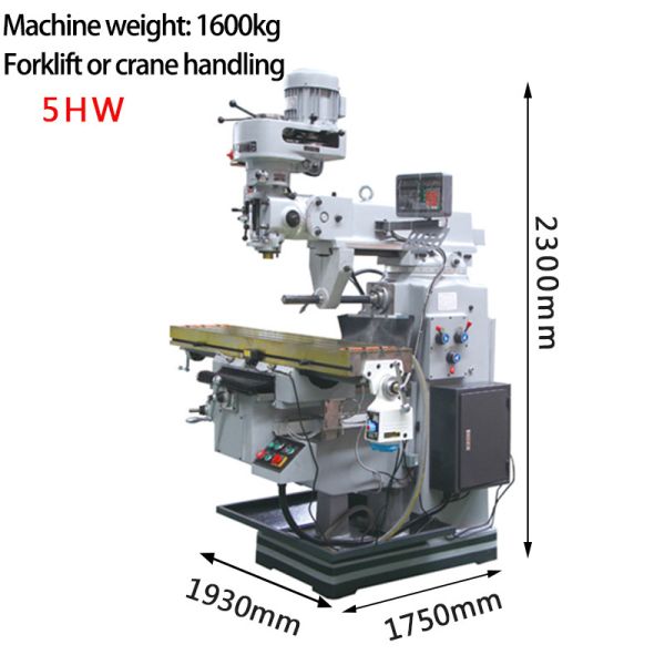 Vertical Horizontal Turret Milling Machine 5HW With Turret Milling Head