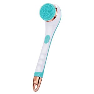 China Fully Automatic Rechargeable Electric Bath Brush with Long Handle Silicone Body Massage Scrubber on sale