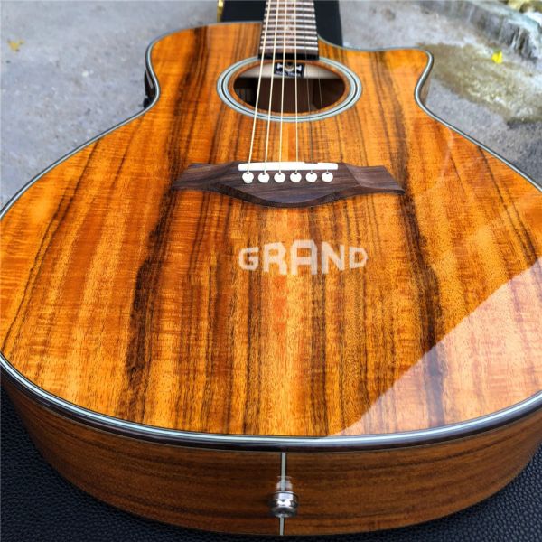 Top Quality koa wood cutaway acoustic electric guitar K24 model best guitars