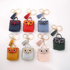 Creative Mini Bag Cute Leather Owl leather Bluetooth Earphone bag