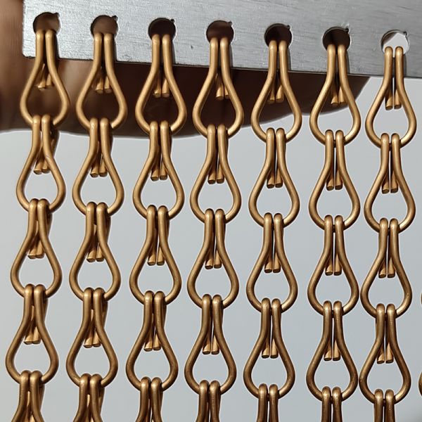 Gold Anodized Chain Mail Decorative Metal Link Mesh Curtain Aluminium Alloy Coil Drapery