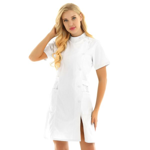 Buy Medical Hospital Uniform Coverall White Nurse Uniform Dress at wholesale prices