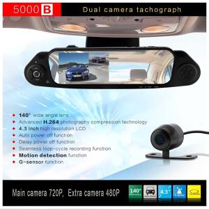 Quality 5000B Car DVR 4.3''1080P FHD Rearview mirror car video recorder 140 degree wide-angle Dual lens Camera G-sensor for sale