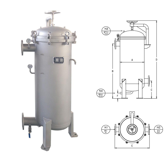 Stainless Steel Water Purifier Vessel 304/316L Material 25KG Weight 80-600m3/H Flow