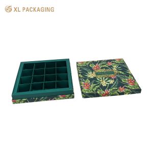 XL Packaging Custom Luxury Boxes Green Tray And Lid Paper Gift Box With Insert , Recyclable Rigid Boxes With Gold Foil Embossing Matt Lamination Glossy For Food