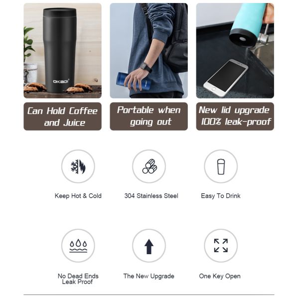 480ML High Quality, Convenient And Healthy Double Wall Stainless Steel Vacuum Tumbler with Lid