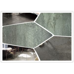 Inkjet Porcelain Bathroom Floor Tile , Stone Look Blue Slate Porcelain Tile
