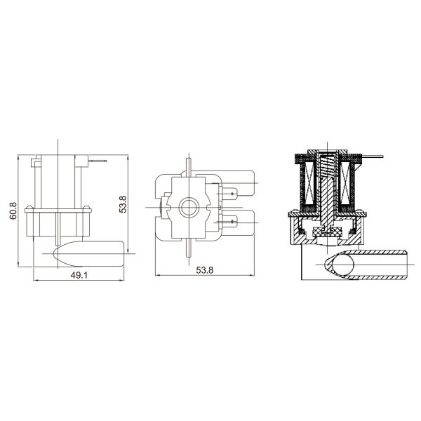 Main Dimension of RO Solenoid Water Valve:
