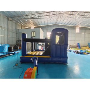 Fireproof Commercial Inflatable Bouncer Moonwalk Cartoon Theme With Rotary Slide