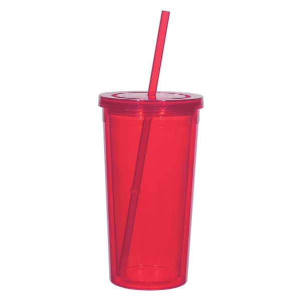 Buy Double Wall AS Plastic Tumbler With Spill Resistant Lid And Matching Straw at wholesale prices
