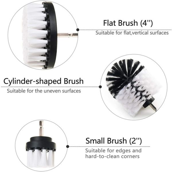 White 2.5inch Drill Scrub Brush Power Scrubbing Brush Drill Attachment For Car Detailing