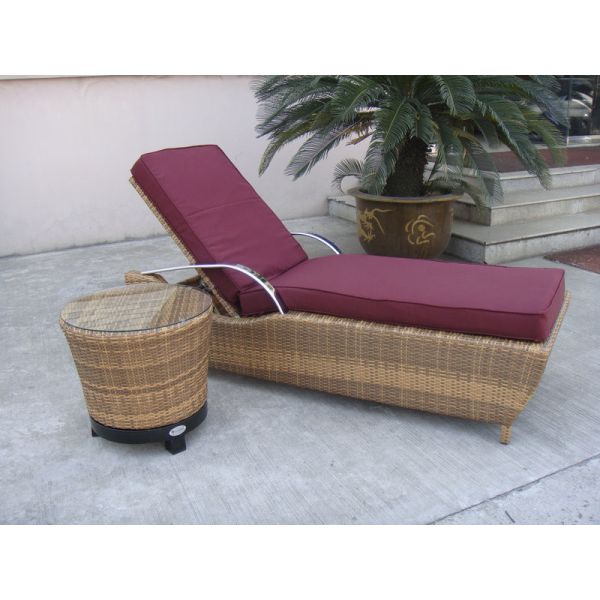 Buy Waterproof Cane Sun Lounger , Resin Wicker Chaise Lounge Set at wholesale prices
