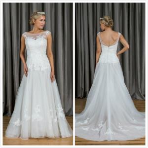 Quality Aline High Neck Cap Sleeves Lace and Organza Wedding Dress 1627 for sale