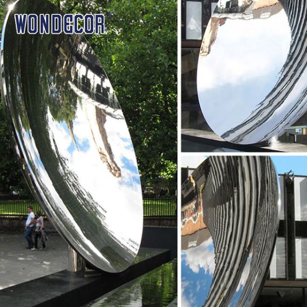 Customized Abstract Sky Oem Stainless Steel Garden Art Mirror Outdoor Decoration