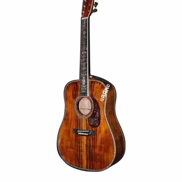 AAAA all solid koa wood guitar dreadnought body solid koa acoustic electric guitar abalone binding ebony fingerboard EMS