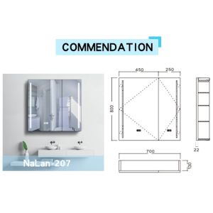 New Style Bathroom Mirror 800mm Aluminum Alloy Frame