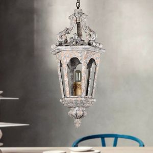 Small Wood lantern hanging chandelier light fixtures (WH-CI-63)